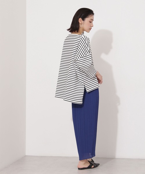NATURAL BEAUTY BASIC(ナチュラルビューティーベーシック)の「オーガニックコットンテントラインボーダーカットソー(Tシャツ/カットソー・レディース・ブラック系その他/レッド系その他/グリーン系その他・MEDIUM)」の7枚目の写真