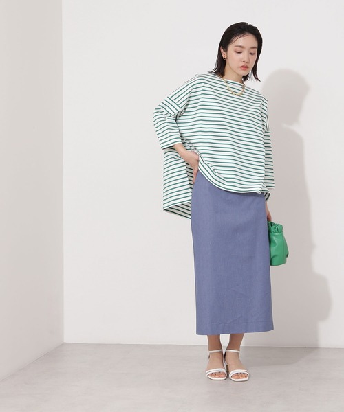 NATURAL BEAUTY BASIC(ナチュラルビューティーベーシック)の「オーガニックコットンテントラインボーダーカットソー(Tシャツ/カットソー・レディース・ブラック系その他/レッド系その他/グリーン系その他・MEDIUM)」の17枚目の写真