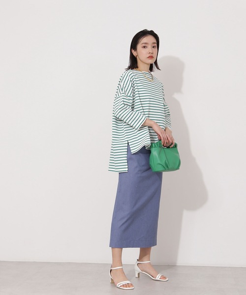 NATURAL BEAUTY BASIC(ナチュラルビューティーベーシック)の「オーガニックコットンテントラインボーダーカットソー(Tシャツ/カットソー・レディース・ブラック系その他/レッド系その他/グリーン系その他・MEDIUM)」の19枚目の写真