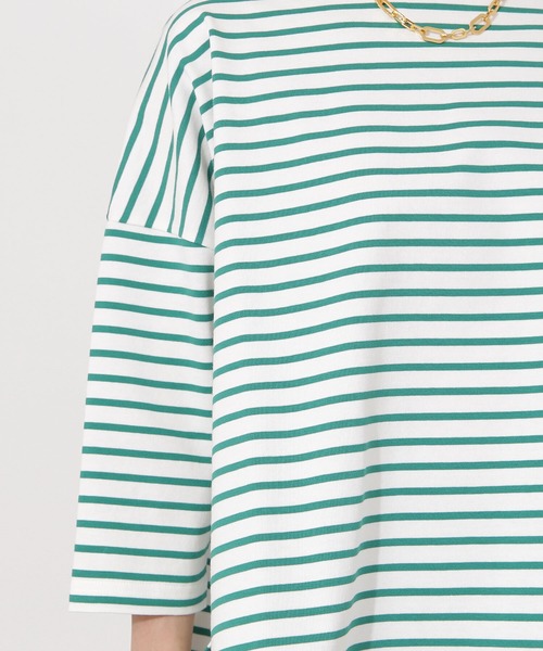 NATURAL BEAUTY BASIC(ナチュラルビューティーベーシック)の「オーガニックコットンテントラインボーダーカットソー(Tシャツ/カットソー・レディース・ブラック系その他/レッド系その他/グリーン系その他・MEDIUM)」の20枚目の写真