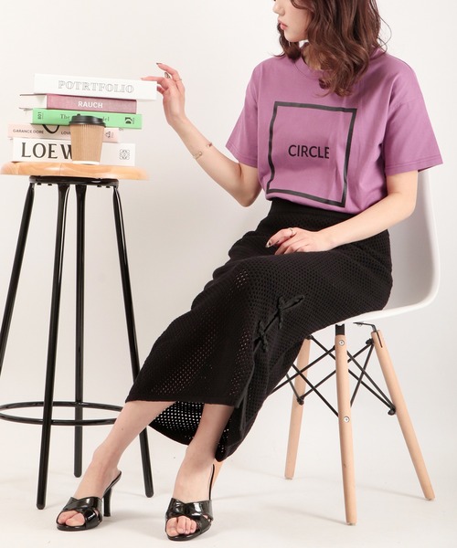 EACH.(イーチ)の「EACH サークルプリントTシャツ(Tシャツ/カットソー・レディース・ブラック/ホワイト/パープル/グリーン・FREE)」の18枚目の写真