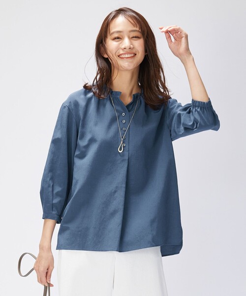 J.PRESS Ladies（J.プレス レディス）の「【洗える】アセVISプチストライプ ブラウス（シャツ/ブラウス・レディース・ブラック系1/ネイビー系1/ダルブルー系1・XS）」の3枚目の写真
