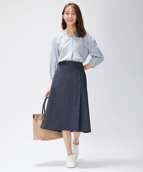 J.PRESS Ladies（J.プレス レディス）の「【洗える】アセVISプチストライプ ブラウス（シャツ/ブラウス・レディース・ブラック系1/ネイビー系1/ダルブルー系1・XS）」の8枚目の写真