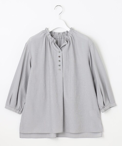 J.PRESS Ladies（J.プレス レディス）の「【洗える】アセVISプチストライプ ブラウス（シャツ/ブラウス・レディース・ブラック系1/ネイビー系1/ダルブルー系1・XS）」の5枚目の写真