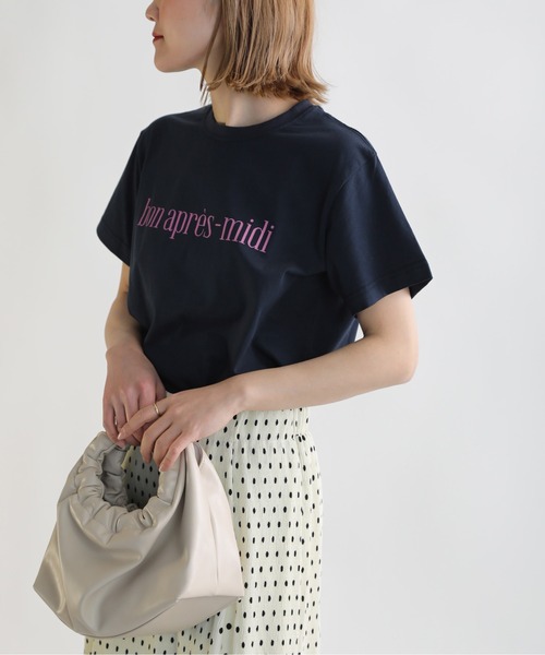 PICCIN（ピッチン）の「プリントロゴTシャツ（Tシャツ/カットソー・レディース・ネイビー/オフホワイト/ライトグリーン/グレイッシュベージュ・M）」の4枚目の写真