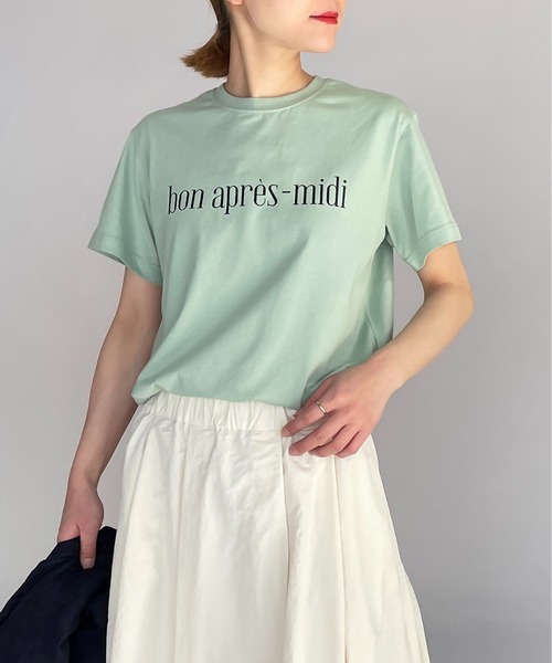 PICCIN（ピッチン）の「プリントロゴTシャツ（Tシャツ/カットソー・レディース・ネイビー/オフホワイト/ライトグリーン/グレイッシュベージュ・M）」の3枚目の写真