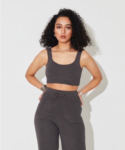 ALEXIA STAM（アリシアスタン）の「Padded Knit Tank Top/パデットニットタンクトップ（Tシャツ/カットソー・レディース・ホワイト/ベージュ/チャコールグレー・S/M）」の3枚目の写真