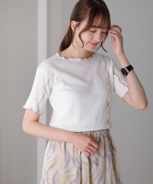 Bou Jeloud（ブージュルード）の「【WEB限定】メローリブトップス（Tシャツ/カットソー・レディース・ブラック/オフホワイト/ラベンダー/ブラック系その他・FREE）」の12枚目の写真