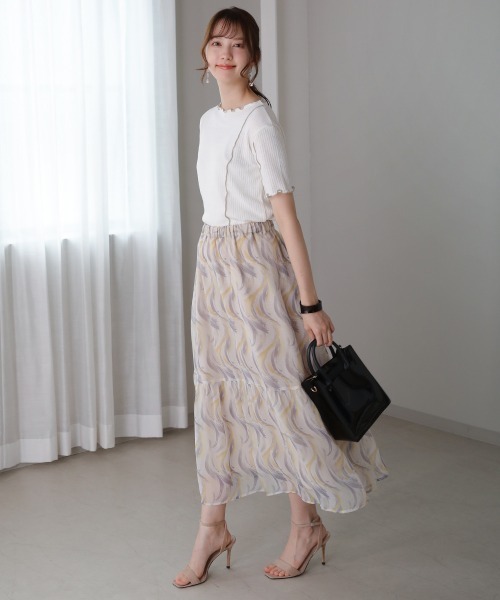 Bou Jeloud（ブージュルード）の「【WEB限定】メローリブトップス（Tシャツ/カットソー・レディース・ブラック/オフホワイト/ラベンダー/ブラック系その他・FREE）」の6枚目の写真