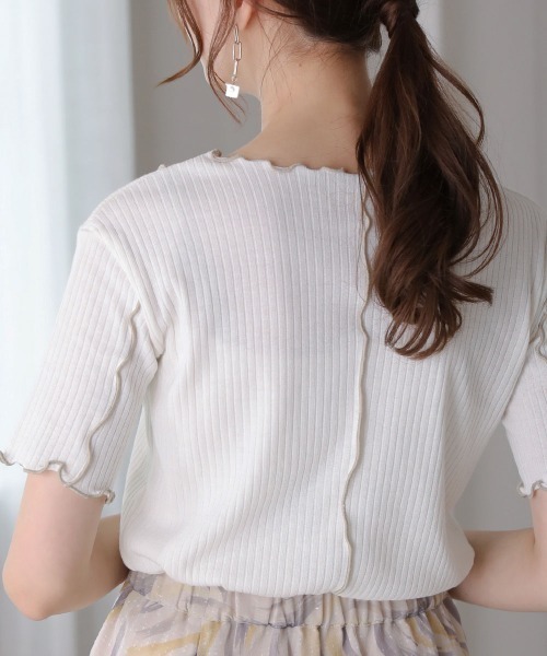 Bou Jeloud（ブージュルード）の「【WEB限定】メローリブトップス（Tシャツ/カットソー・レディース・ブラック/オフホワイト/ラベンダー/ブラック系その他・FREE）」の22枚目の写真