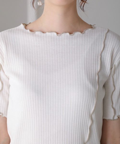 Bou Jeloud（ブージュルード）の「【WEB限定】メローリブトップス（Tシャツ/カットソー・レディース・ブラック/オフホワイト/ラベンダー/ブラック系その他・FREE）」の17枚目の写真