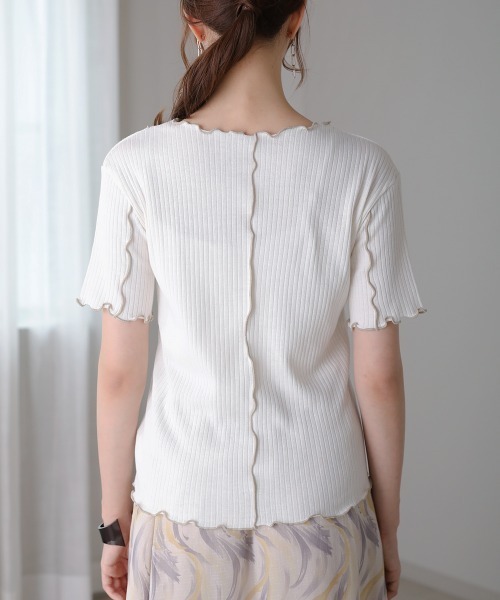 Bou Jeloud（ブージュルード）の「【WEB限定】メローリブトップス（Tシャツ/カットソー・レディース・ブラック/オフホワイト/ラベンダー/ブラック系その他・FREE）」の14枚目の写真