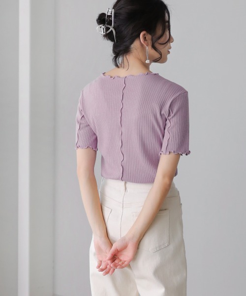 Bou Jeloud（ブージュルード）の「【WEB限定】メローリブトップス（Tシャツ/カットソー・レディース・ブラック/オフホワイト/ラベンダー/ブラック系その他・FREE）」の21枚目の写真