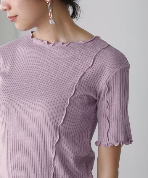 Bou Jeloud（ブージュルード）の「【WEB限定】メローリブトップス（Tシャツ/カットソー・レディース・ブラック/オフホワイト/ラベンダー/ブラック系その他・FREE）」の18枚目の写真