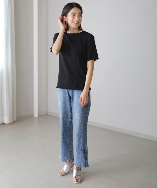 Bou Jeloud（ブージュルード）の「【WEB限定】メローリブトップス（Tシャツ/カットソー・レディース・ブラック/オフホワイト/ラベンダー/ブラック系その他・FREE）」の8枚目の写真