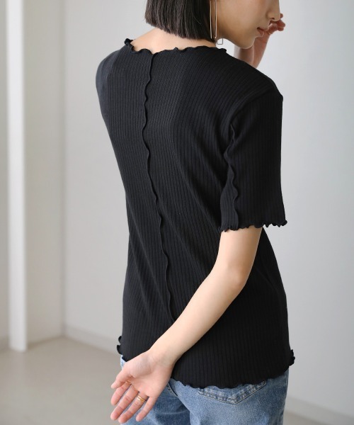 Bou Jeloud（ブージュルード）の「【WEB限定】メローリブトップス（Tシャツ/カットソー・レディース・ブラック/オフホワイト/ラベンダー/ブラック系その他・FREE）」の19枚目の写真