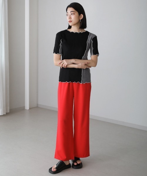 Bou Jeloud（ブージュルード）の「【WEB限定】メローリブトップス（Tシャツ/カットソー・レディース・ブラック/オフホワイト/ラベンダー/ブラック系その他・FREE）」の9枚目の写真