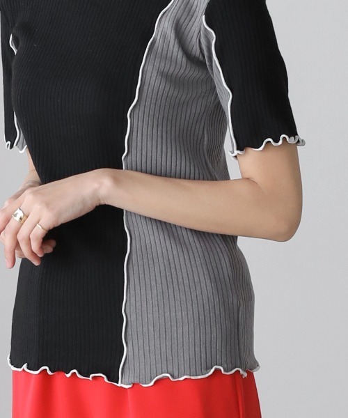 Bou Jeloud（ブージュルード）の「【WEB限定】メローリブトップス（Tシャツ/カットソー・レディース・ブラック/オフホワイト/ラベンダー/ブラック系その他・FREE）」の13枚目の写真