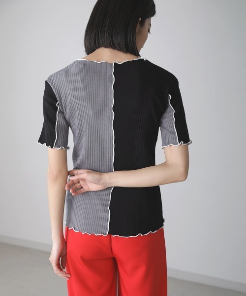 Bou Jeloud（ブージュルード）の「【WEB限定】メローリブトップス（Tシャツ/カットソー・レディース・ブラック/オフホワイト/ラベンダー/ブラック系その他・FREE）」の7枚目の写真