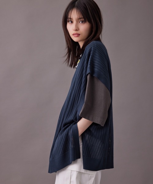 re_k by JUNRED(レクバイジュンレッド)の「【 re_k by JUNRED 】メッシュ編みオーバーニットベスト(ベスト・メンズ・ブラック/ブルー/イエロー・M/L)」の9枚目の写真
