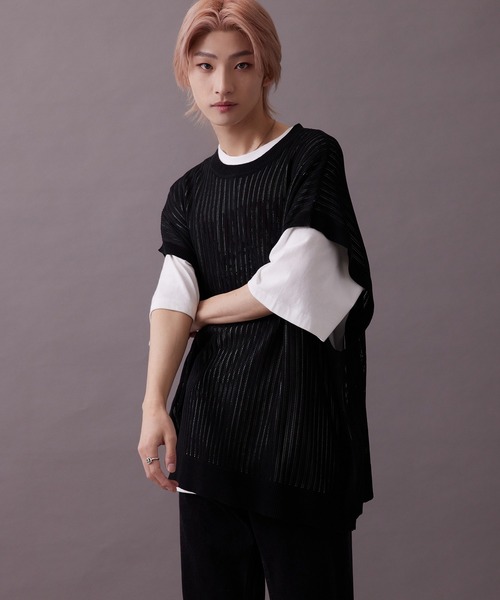 re_k by JUNRED(レクバイジュンレッド)の「【 re_k by JUNRED 】メッシュ編みオーバーニットベスト(ベスト・メンズ・ブラック/ブルー/イエロー・M/L)」の11枚目の写真