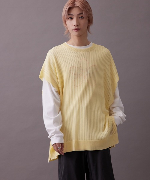 re_k by JUNRED(レクバイジュンレッド)の「【 re_k by JUNRED 】メッシュ編みオーバーニットベスト(ベスト・メンズ・ブラック/ブルー/イエロー・M/L)」の16枚目の写真