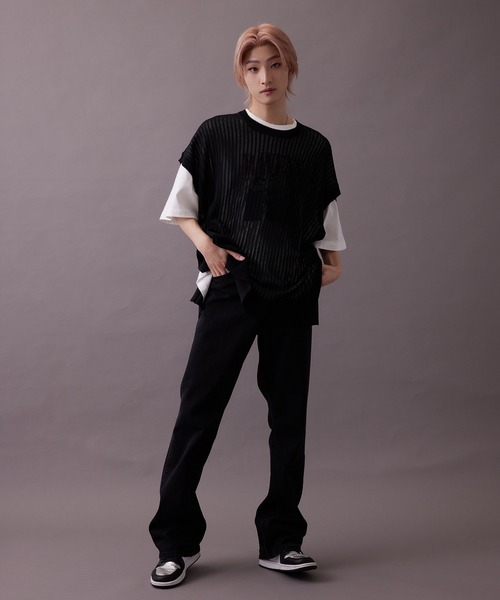 re_k by JUNRED(レクバイジュンレッド)の「【 re_k by JUNRED 】メッシュ編みオーバーニットベスト(ベスト・メンズ・ブラック/ブルー/イエロー・M/L)」の7枚目の写真