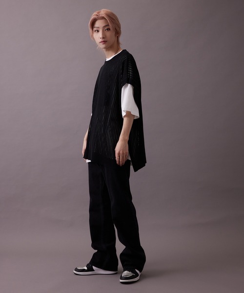 re_k by JUNRED(レクバイジュンレッド)の「【 re_k by JUNRED 】メッシュ編みオーバーニットベスト(ベスト・メンズ・ブラック/ブルー/イエロー・M/L)」の12枚目の写真