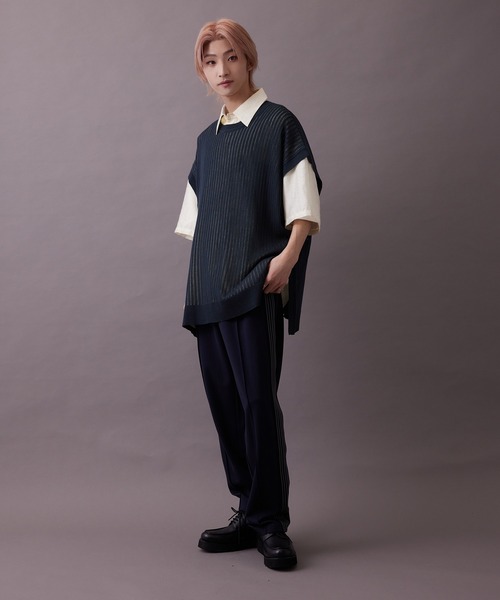 re_k by JUNRED(レクバイジュンレッド)の「【 re_k by JUNRED 】メッシュ編みオーバーニットベスト(ベスト・メンズ・ブラック/ブルー/イエロー・M/L)」の22枚目の写真