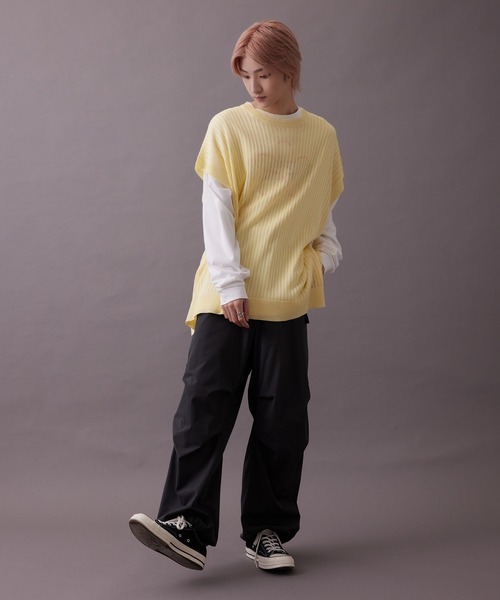re_k by JUNRED(レクバイジュンレッド)の「【 re_k by JUNRED 】メッシュ編みオーバーニットベスト(ベスト・メンズ・ブラック/ブルー/イエロー・M/L)」の17枚目の写真