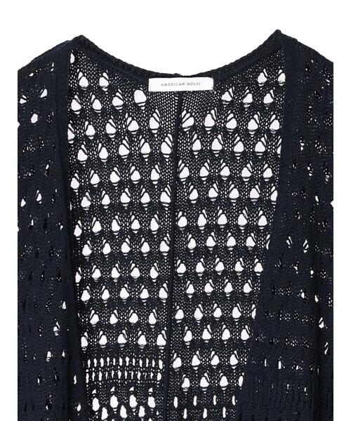 AMERICAN HOLIC（アメリカンホリック）の「透かし編みニュアンスニットカーディガン（カーディガン/ボレロ・レディース・アイボリー/ネイビー・FREE）」の9枚目の写真