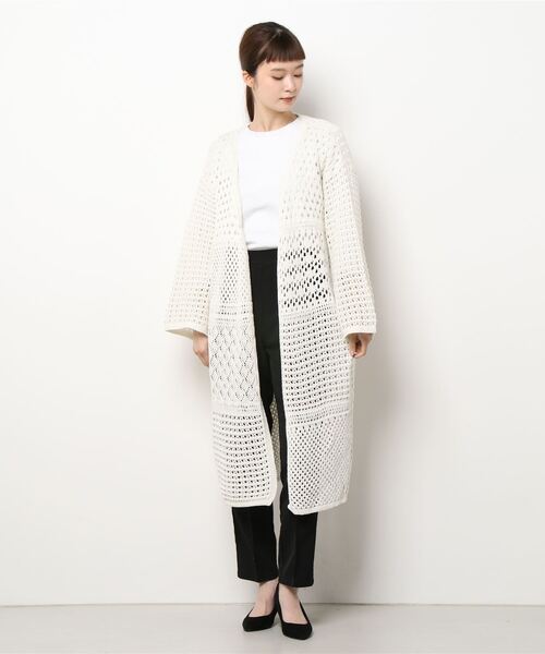 AMERICAN HOLIC（アメリカンホリック）の「透かし編みニュアンスニットカーディガン（カーディガン/ボレロ・レディース・アイボリー/ネイビー・FREE）」の3枚目の写真