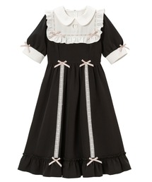 ハートくり抜きはしごリボンワンピース