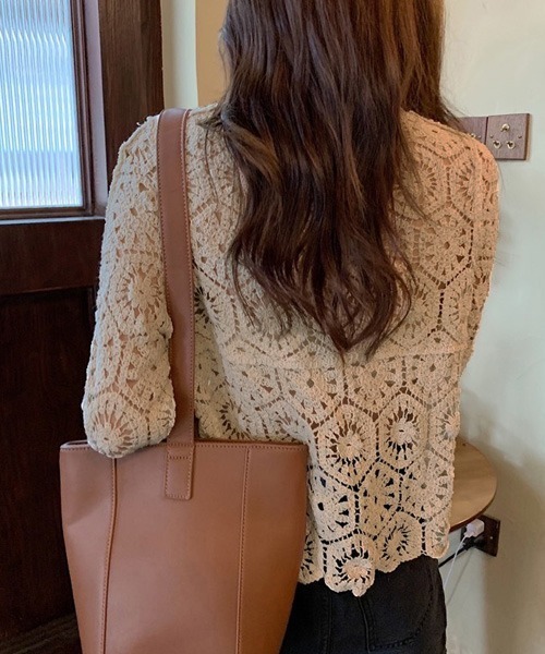 Chaco closet（チャコ クローゼット）の「クロシェ編みコットンレースコンパクトカーディガン（カーディガン/ボレロ・レディース・ホワイト/アイボリー・FREE）」の11枚目の写真