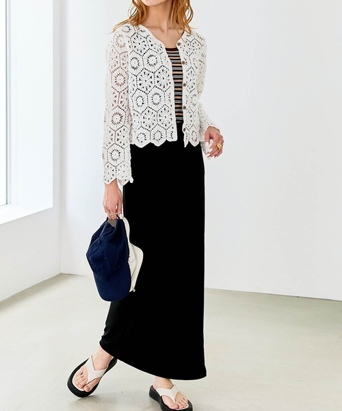 Chaco closet（チャコ クローゼット）の「クロシェ編みコットンレースコンパクトカーディガン（カーディガン/ボレロ・レディース・ホワイト/アイボリー・FREE）」の20枚目の写真