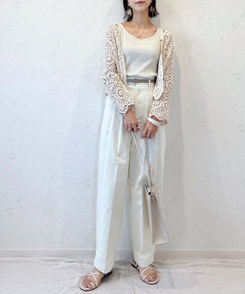 セール】クロシェ編みコットンレースコンパクトカーディガン