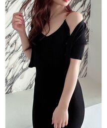 ミニマルリブニットカーディガン【セットアップ着用可能】