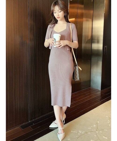 RESEXXY（リゼクシー）の「ミニマルリブニットカーディガン【セットアップ着用可能】（カーディガン/ボレロ・レディース・ブラック/ピンク/ミント/ベージュ・FREE）」の10枚目の写真