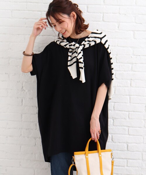 SHOO・LA・RUE(シューラルー)の「◆ビッグドルマンTシャツワンピース(ワンピース・レディース・ブラック/カーキ/ライトパープル/ブラック系2/ピンク系7・00)」の1枚目の写真