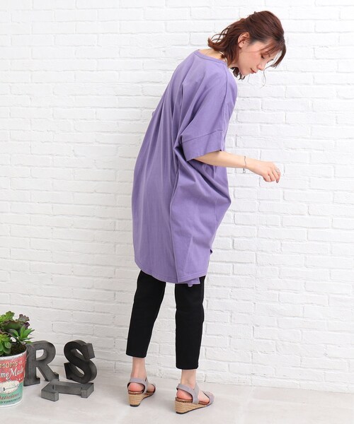 SHOO・LA・RUE(シューラルー)の「◆ビッグドルマンTシャツワンピース(ワンピース・レディース・ブラック/カーキ/ライトパープル/ブラック系2/ピンク系7・00)」の8枚目の写真