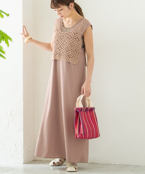 Crisp（クリスプ）の「フラワークロシェタンク（キャミソール・レディース・カーキ/アイボリー/ピンクベージュ・FREE）」の22枚目の写真