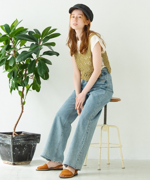 Crisp（クリスプ）の「フラワークロシェタンク（キャミソール・レディース・カーキ/アイボリー/ピンクベージュ・FREE）」の8枚目の写真