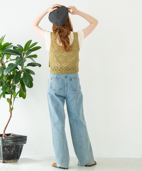 Crisp（クリスプ）の「フラワークロシェタンク（キャミソール・レディース・カーキ/アイボリー/ピンクベージュ・FREE）」の5枚目の写真