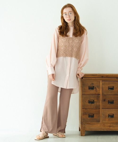 Crisp（クリスプ）の「フラワークロシェタンク（キャミソール・レディース・カーキ/アイボリー/ピンクベージュ・FREE）」の14枚目の写真