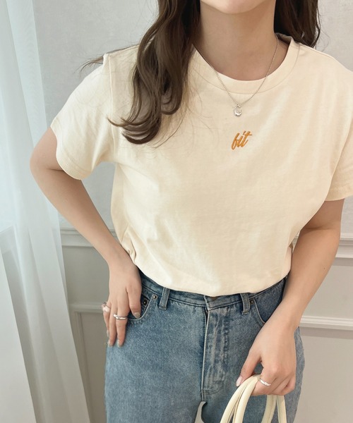 apres jour(アプレジュール)の「ちびロゴ刺繍Tシャツ【ZOZOTOWN限定アイテム】(Tシャツ/カットソー・レディース・ピンク/アイボリー/オフホワイト・フリー/X-LARGE)」の12枚目の写真