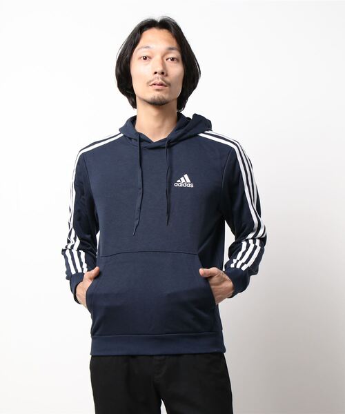adidas（アディダス）の「《adidas》エッセンシャルズ 3ストライプス パーカー（パーカー・メンズ・グレー/ブラック×ホワイト/ネイビー・M/L/2XL/S/XL）」の3枚目の写真