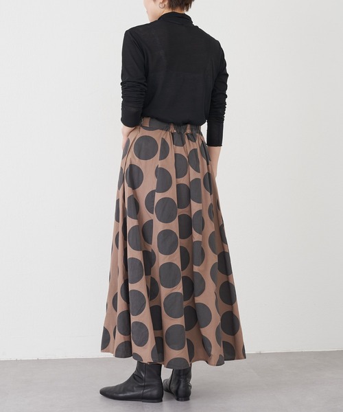 BEARDSLEY（ビアズリー）の「ビックドットフレアスカート：裏地つき 通年アイテム（スカート・レディース・キャメル/グレー・FREE）」の16枚目の写真