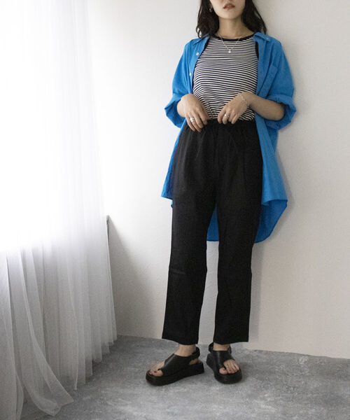 fredy emue（フレディエミュ）の「リネンストレッチテーパードパンツ【サイズ展開あり】（スラックス・レディース・ブラック/ベージュ/カーキ・38/36）」の20枚目の写真