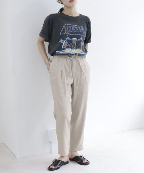 fredy emue（フレディエミュ）の「リネンストレッチテーパードパンツ【サイズ展開あり】（スラックス・レディース・ブラック/ベージュ/カーキ・38/36）」の6枚目の写真