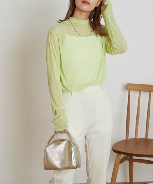 WEGO(ウィゴー)の「WEGO/シアータートルロンT(Tシャツ/カットソー・レディース・ホワイト/ブラック/ブラウン/ライム/その他1/その他2/ライトパープル/オレンジ・FREE)」の22枚目の写真